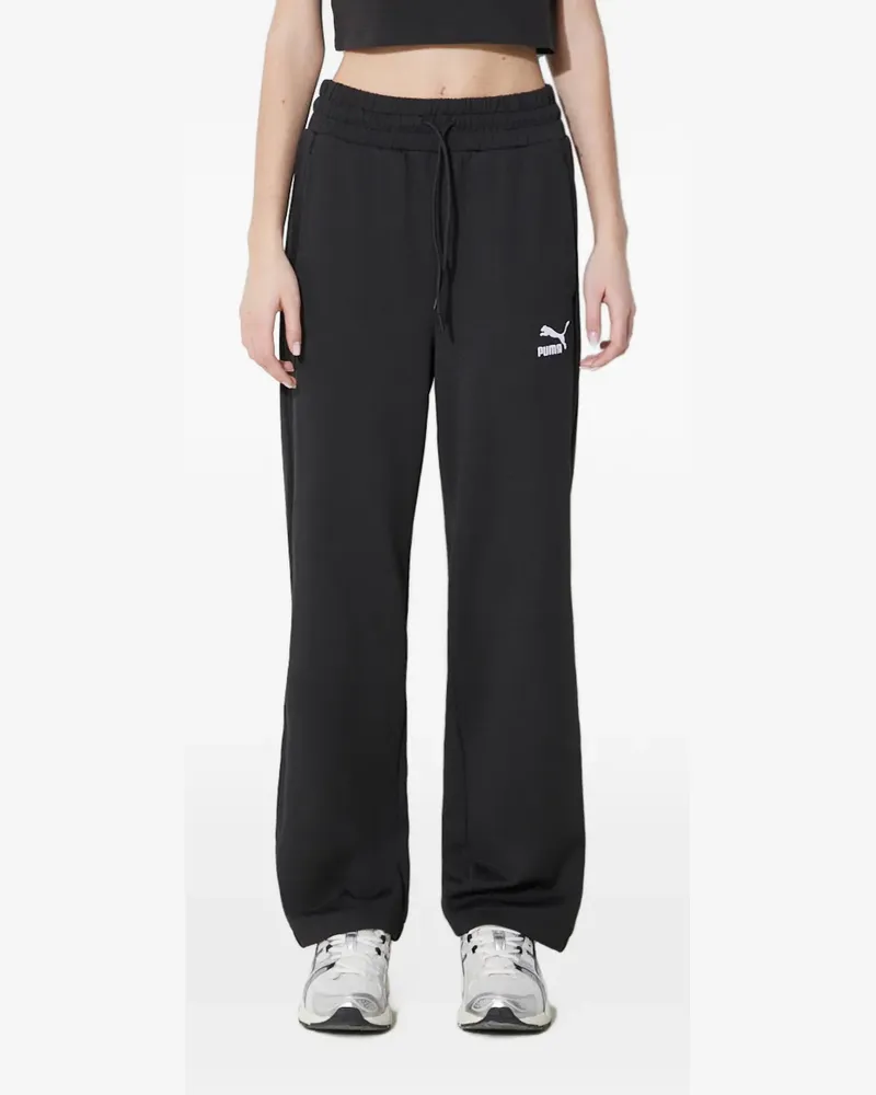 Puma logo-embroidered drawstring track pants - Schwarz Schwarz