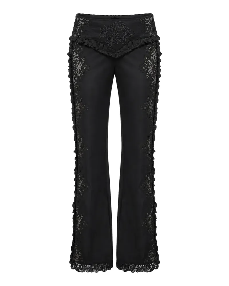 Dsquared2 lace-inset ruffled trousers - Schwarz Schwarz