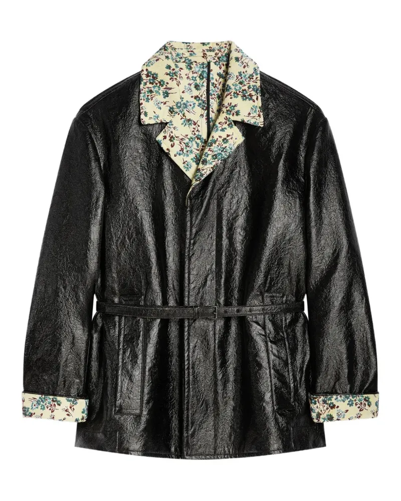 Dries van Noten coated belted jacket - Schwarz Schwarz