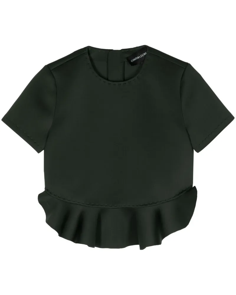 Cynthia Rowley Astro Cropped Top Mit RüSchen GrüN