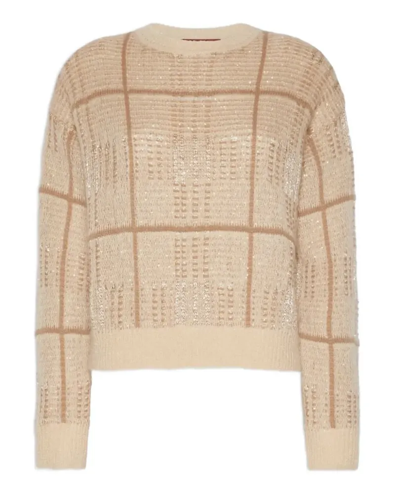 Max Mara boxy-fit wool, mohair and cashmere sweater - ecru - Nude Nude