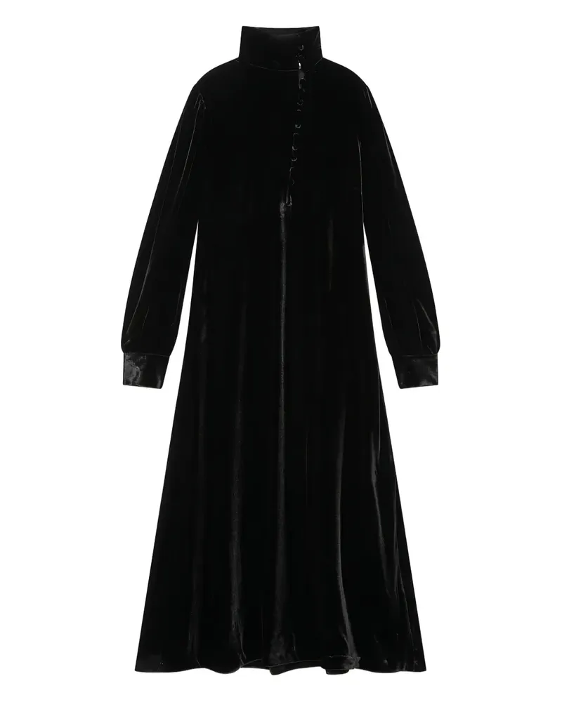 Maliparmi Geknöpftes Samt-Maxikleid mit Rollkragen - Schwarz Schwarz