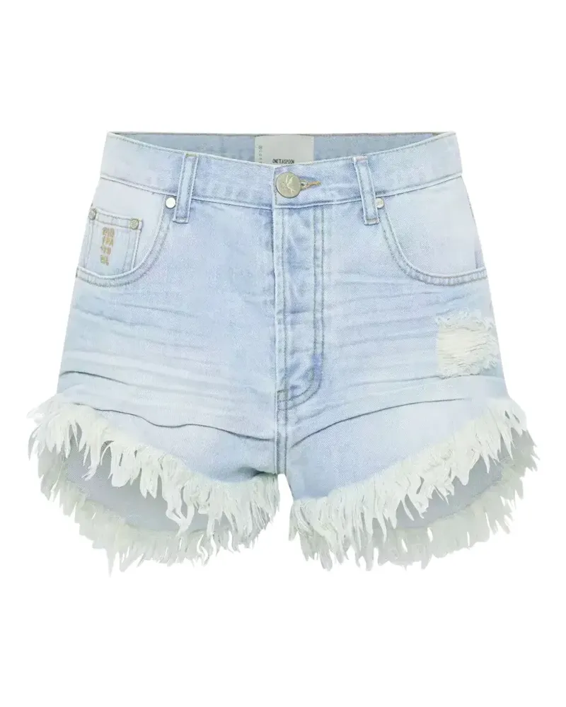 One Teaspoon frayed denim shorts - Blau Blau