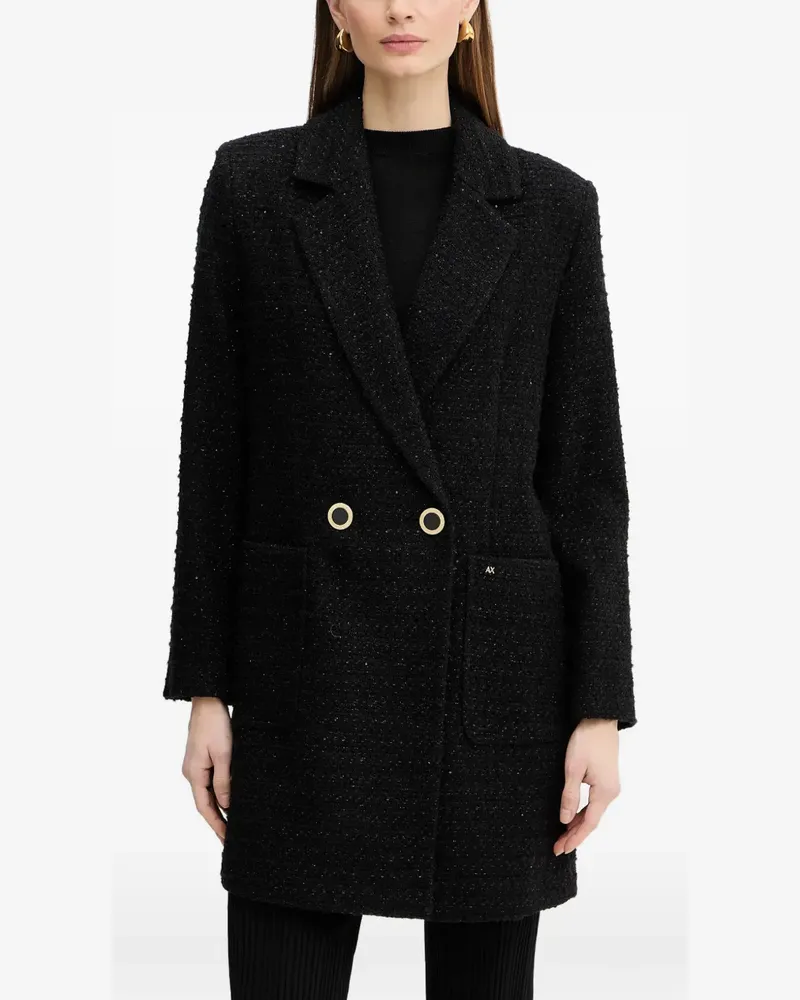 Armani Exchange Doppelreihiger Mantel - Schwarz Schwarz