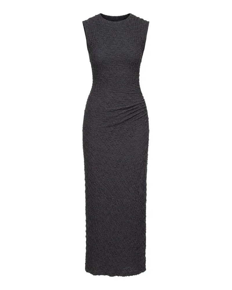 Vince Texturiertes Midikleid mit Raffungen - Grau Grau