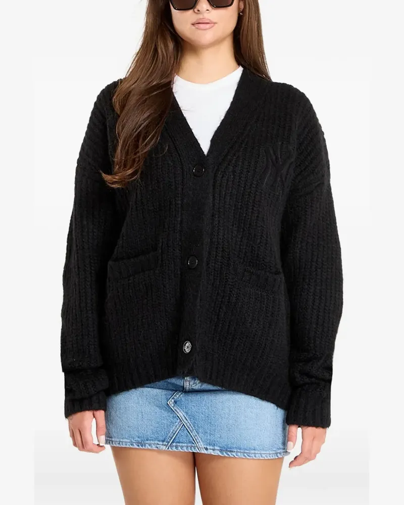 New Era New York Yankees MLB ribbed-knit logo-embroidered cardigan - Schwarz Schwarz