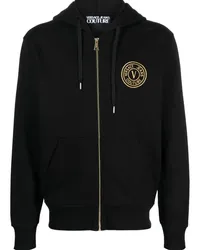 Versace Jeans Kapuzenjacke mit Logo-Stickerei Schwarz