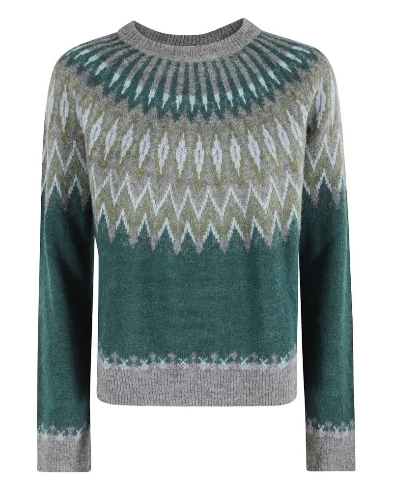 Roberto Collina Gemusterter Pullover mit Reißverschluss - Grün Grün