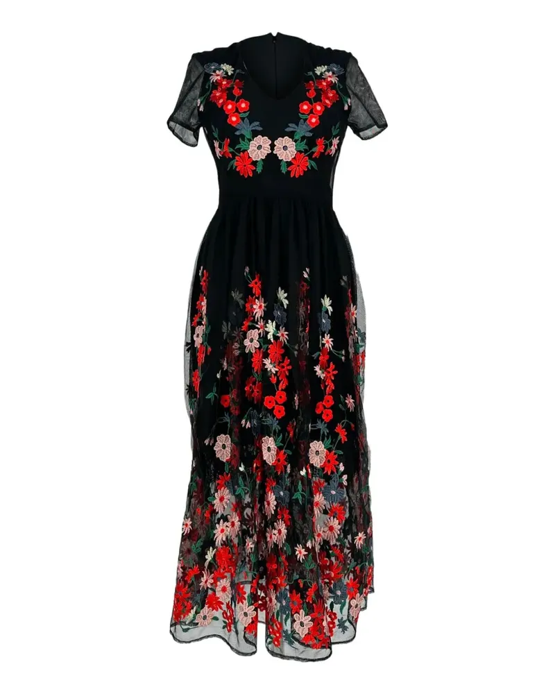 Maje Raphael Kleid mit Blumenstickerei - Schwarz Schwarz