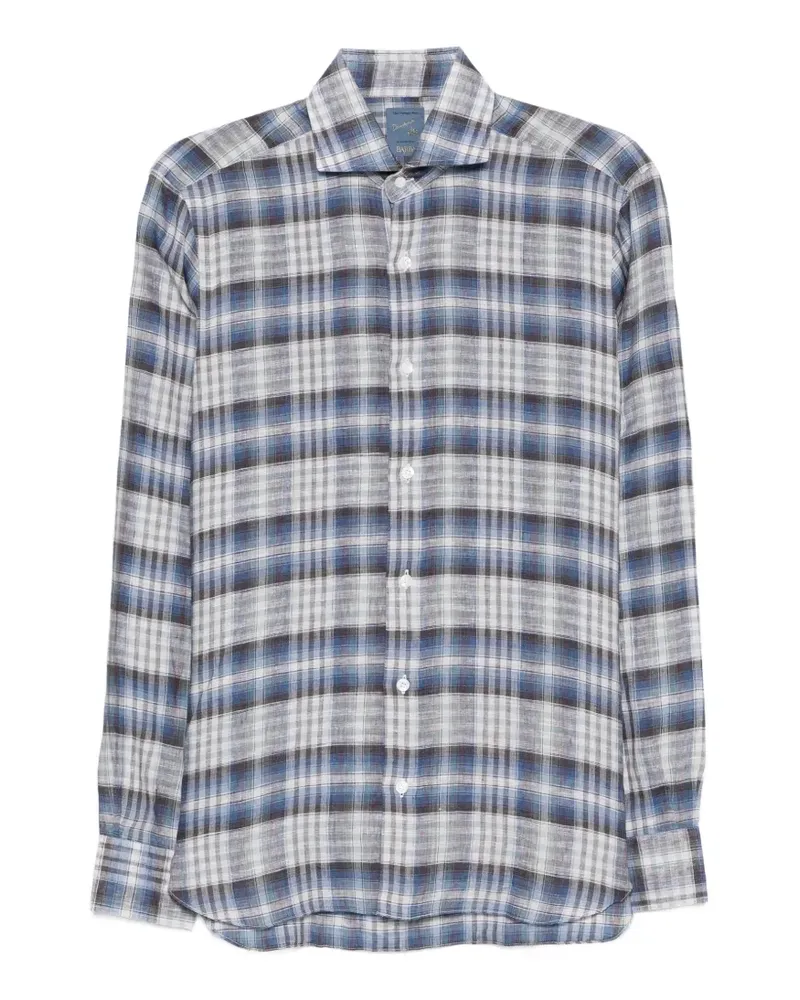 BARBA check-pattern long-sleeve shirt - Blau Blau