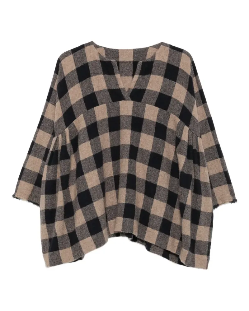 Daniela Gregis check-pattern V-neck top - Nude Nude