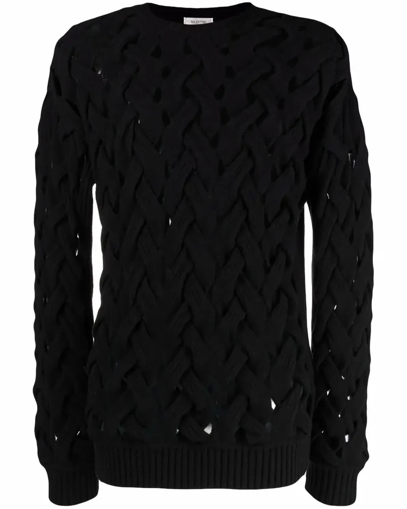 Valentino Garavani Strickpullover mit gewebter Optik - Schwarz Schwarz