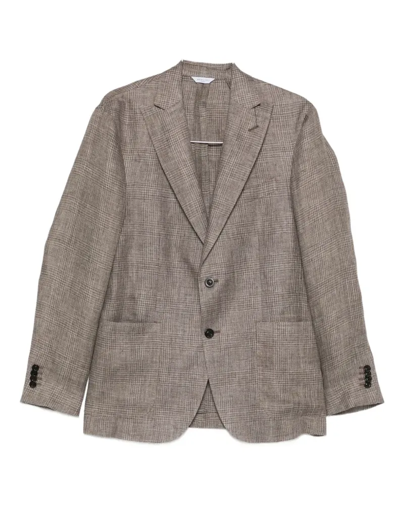 Boglioli prince of wales check linen blazer - Nude Nude