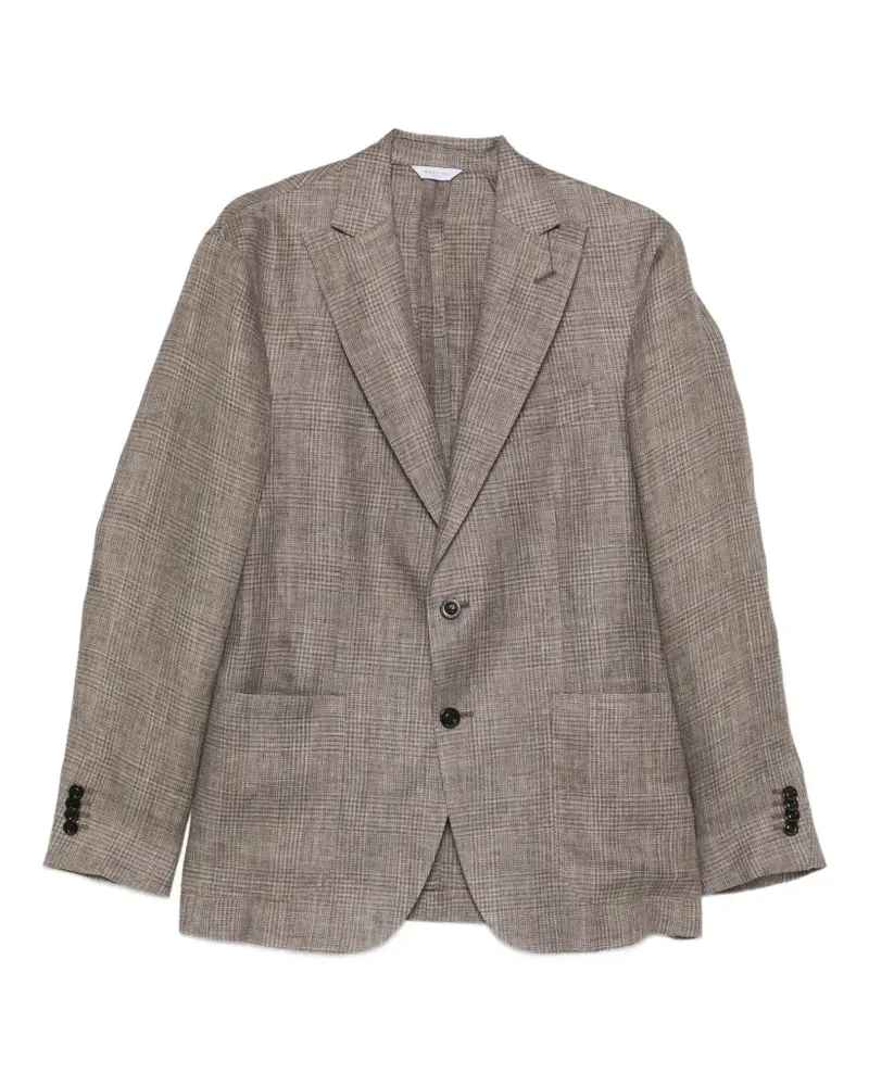 Boglioli prince of wales check linen blazer - Nude Nude