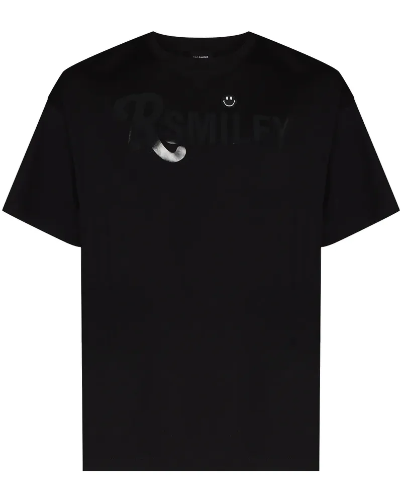 Raf Simons x Smiley T-Shirt mit Slogan-Print - Schwarz Schwarz