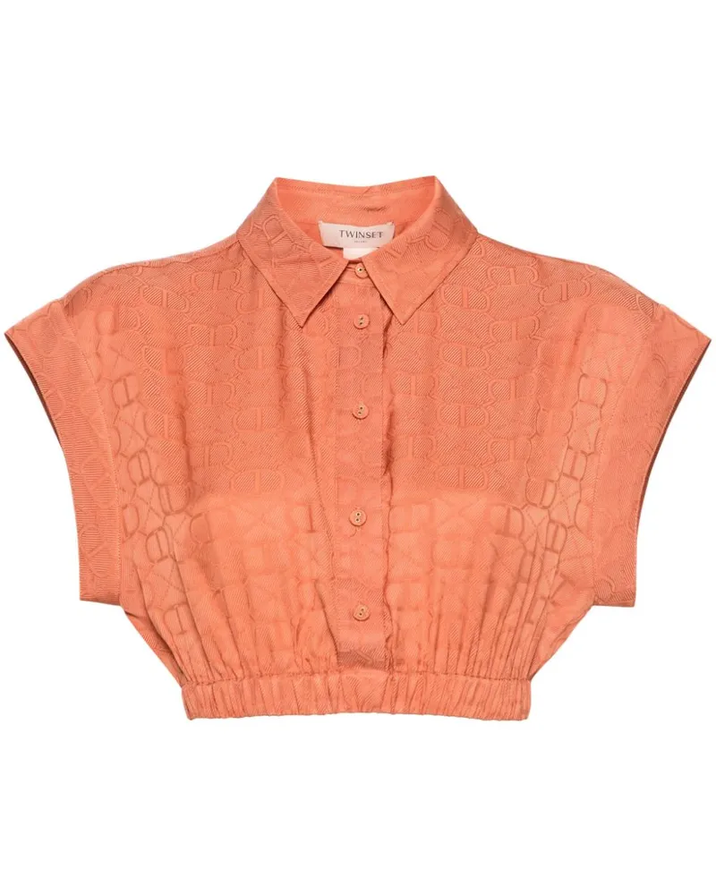 Twin-Set Cropped-Hemd mit Jacquardmuster - Orange Orange