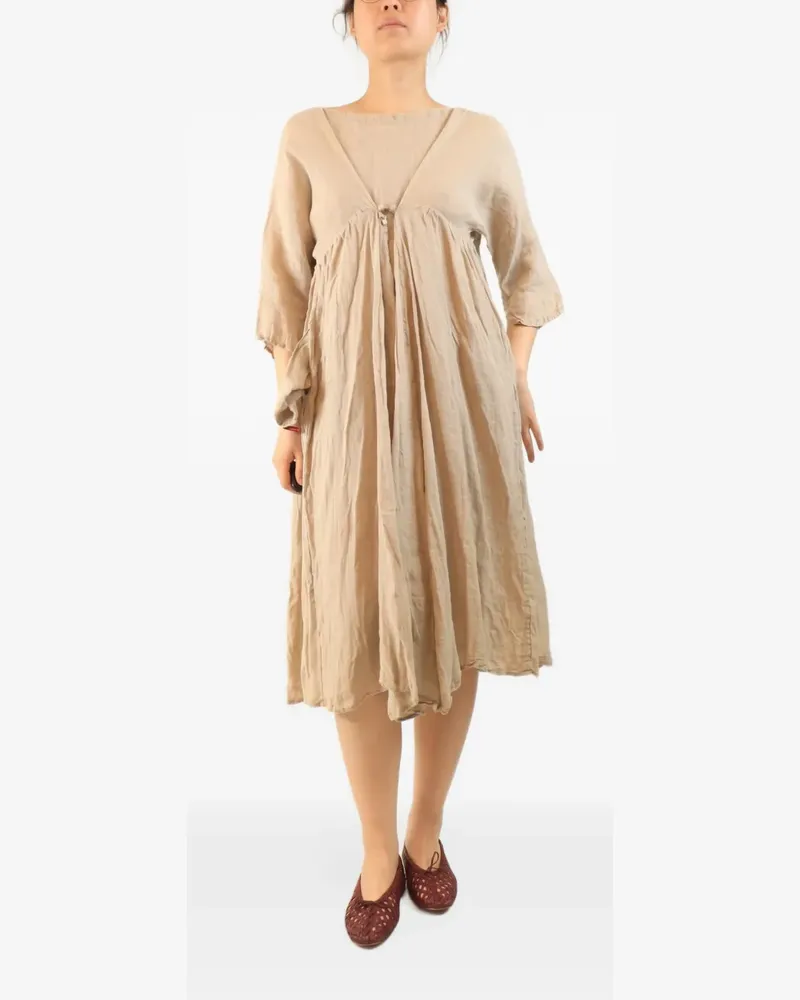 Daniela Gregis Midikleid aus Leinen im Oversized-Look - Nude Nude