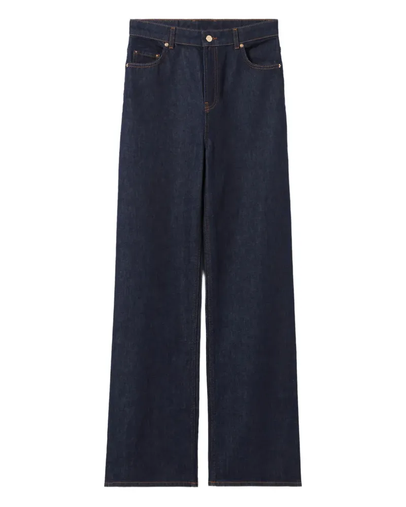 Claudie Pierlot Gerade Jeans mit Leder-Patch - Blau Blau