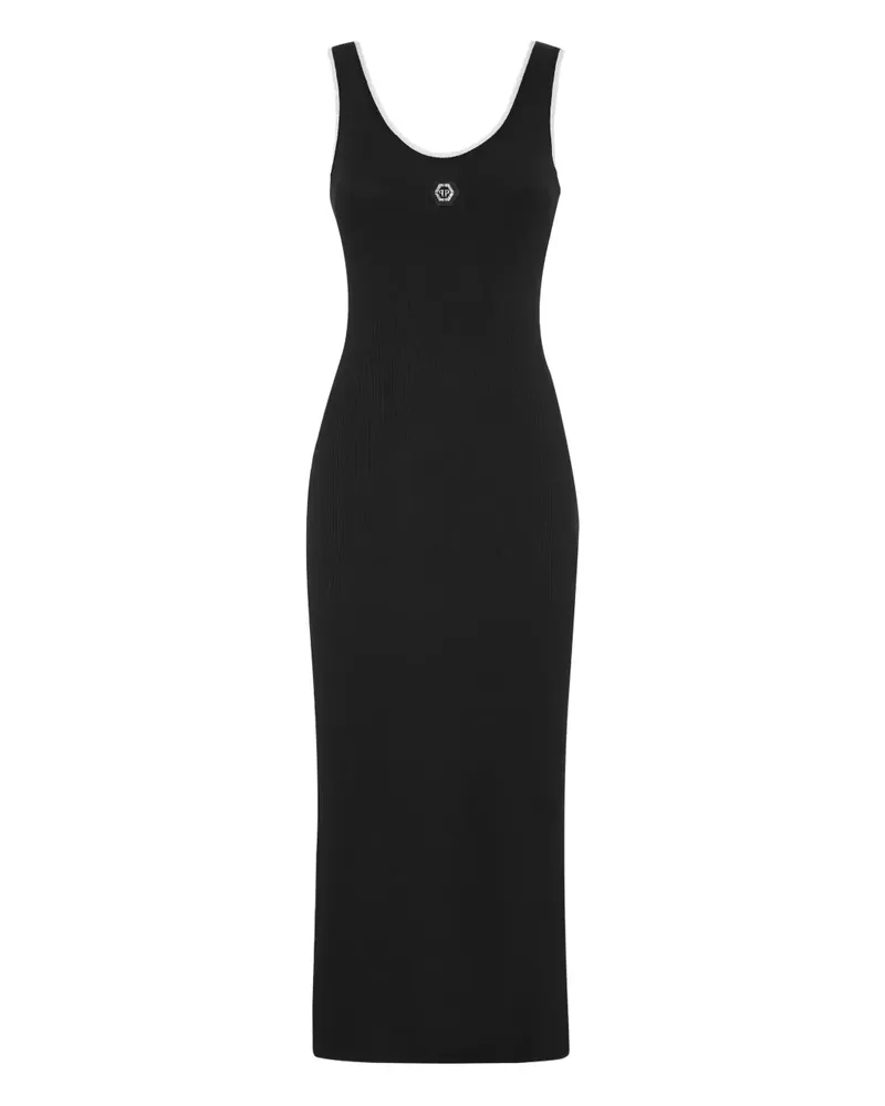 Philipp Plein Geripptes Kleid - Schwarz Schwarz