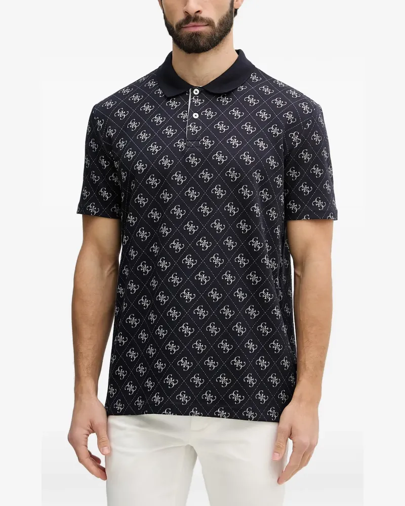 Guess 4G monogram-print short-sleeve polo shirt - Blau Blau