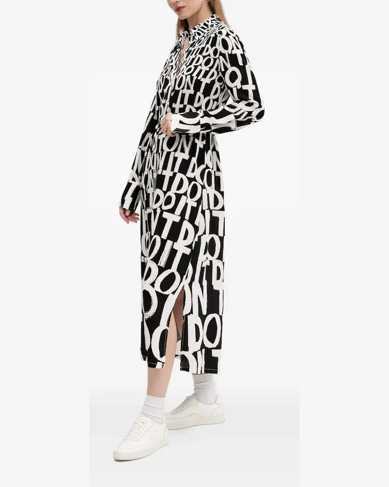 Desigual Hemdkleid mit grafischem Print - Schwarz Schwarz