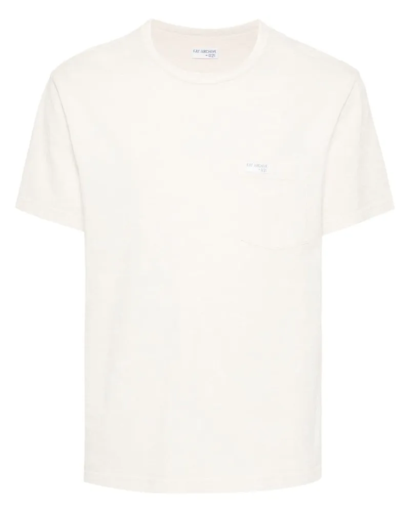 Fay T-Shirt mit Logo-Applikation Nude