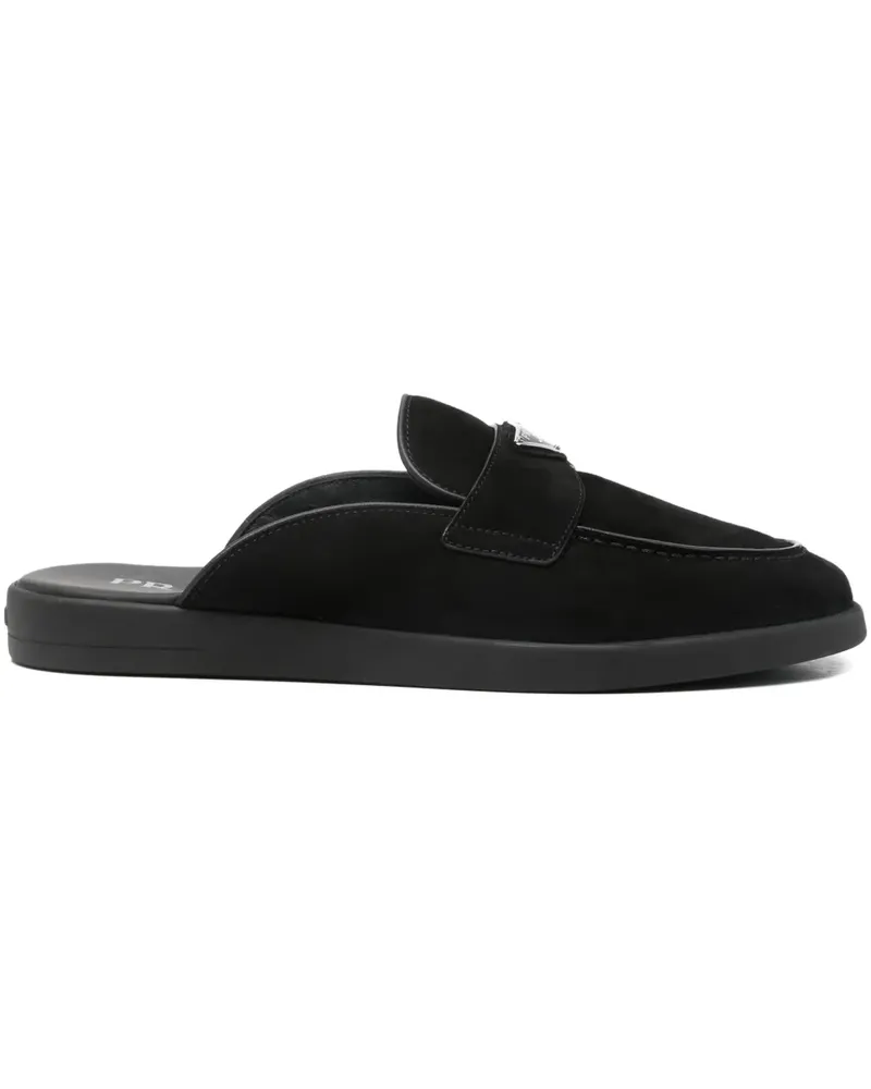 Prada Mules mit Logo-Schild - Schwarz Schwarz