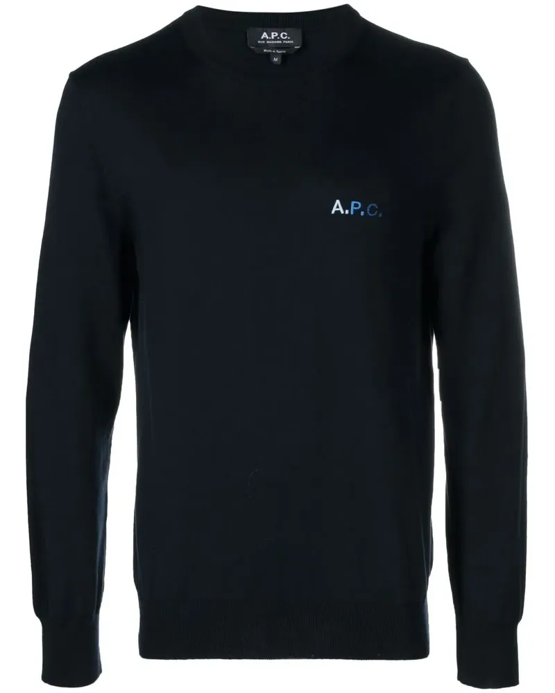 A.P.C. Pullover mit Logo-Stickerei - Blau Blau