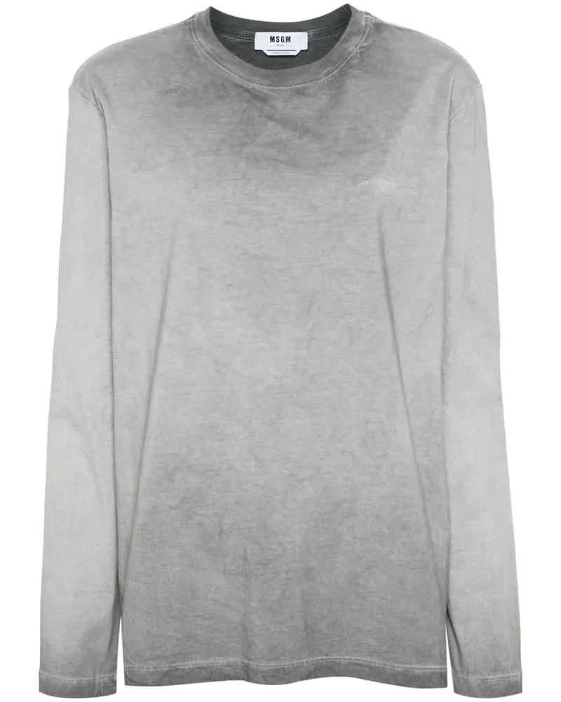 MSGM T-Shirt mit Logo-Stickerei - Grau Grau