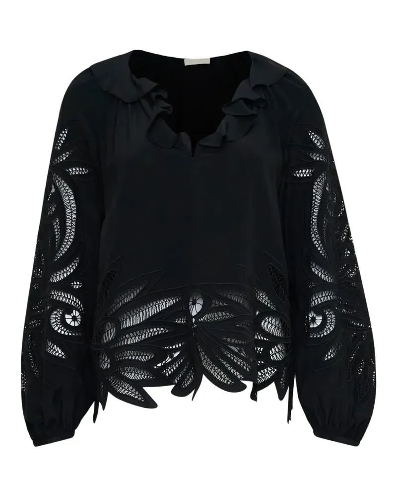 Ulla Johnson Adonis silk appliqué blouse - Schwarz Schwarz