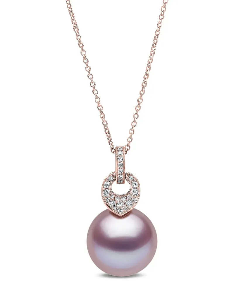 YOKO London 18kt Jazz Rotgoldhalskette mit Perlen- und Diamantenanhänger - Rosa Rosa