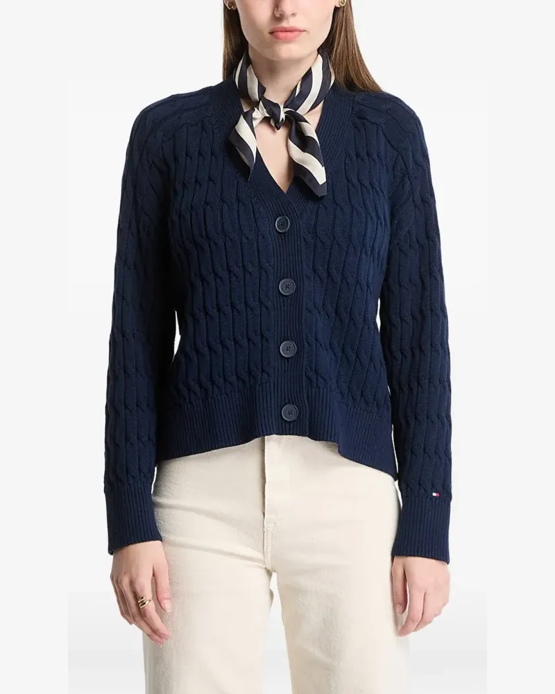 Tommy Hilfiger Cardigan mit Zopfmuster - Blau Blau