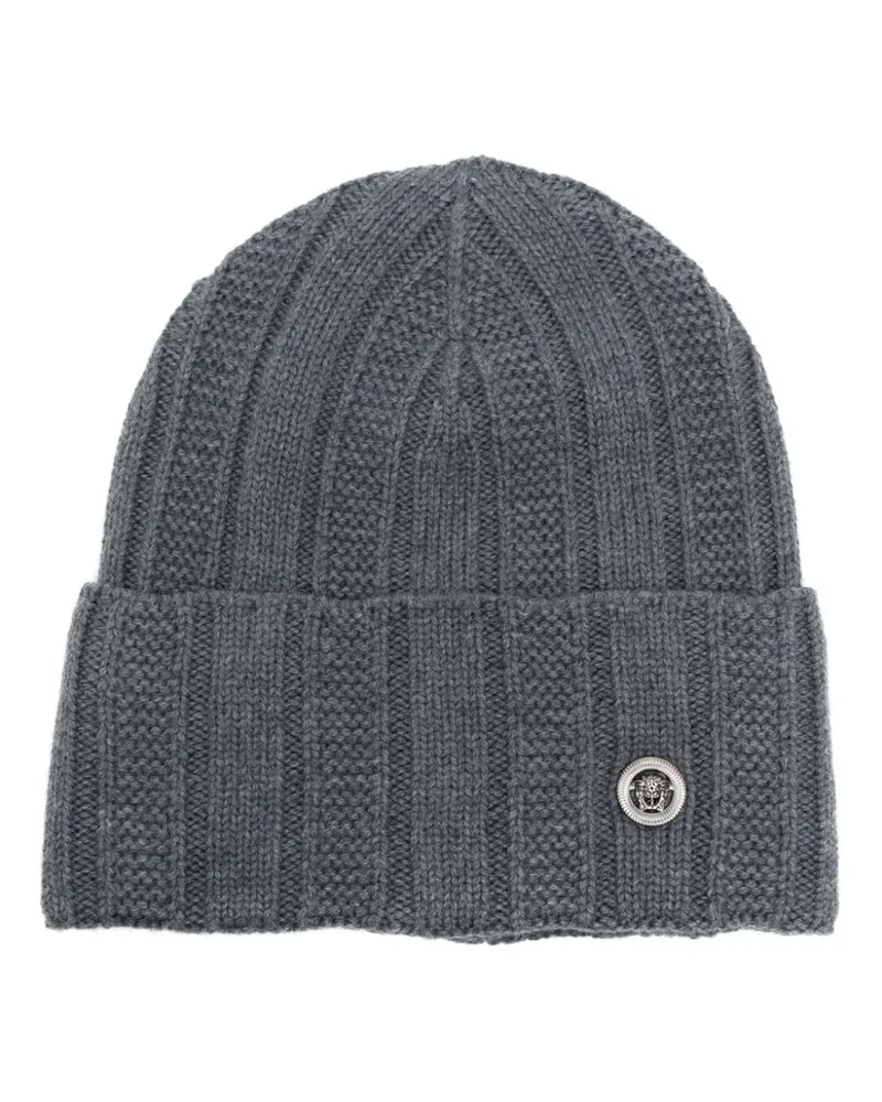 Versace Gerippte Medusa Beanie - Grau Grau