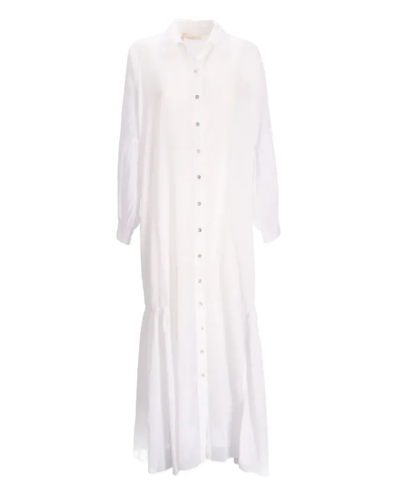Devotion Gestuftes Hemd-Maxikleid mit Knöpfen - Weiß Weiß