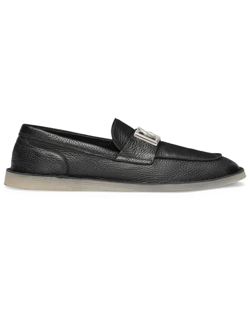 Dolce & Gabbana Loafer mit Logo-Schild - Schwarz Schwarz