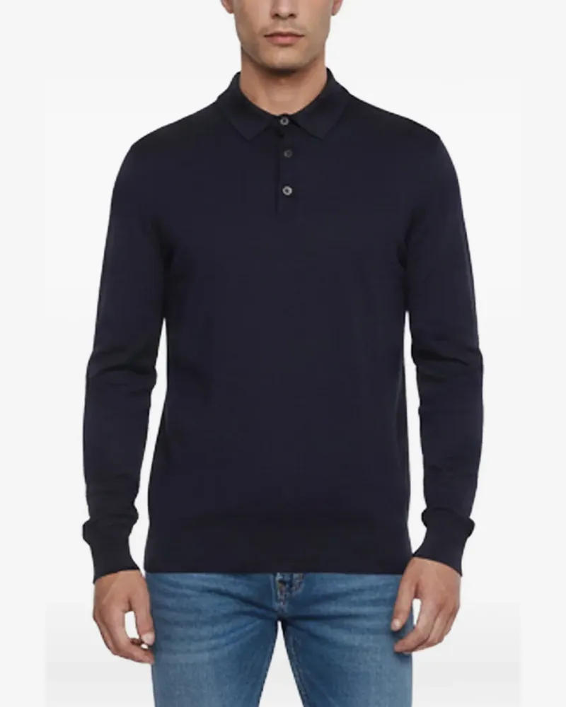 Ermenegildo Zegna Langärmeliges Cashseta Poloshirt - Blau Blau