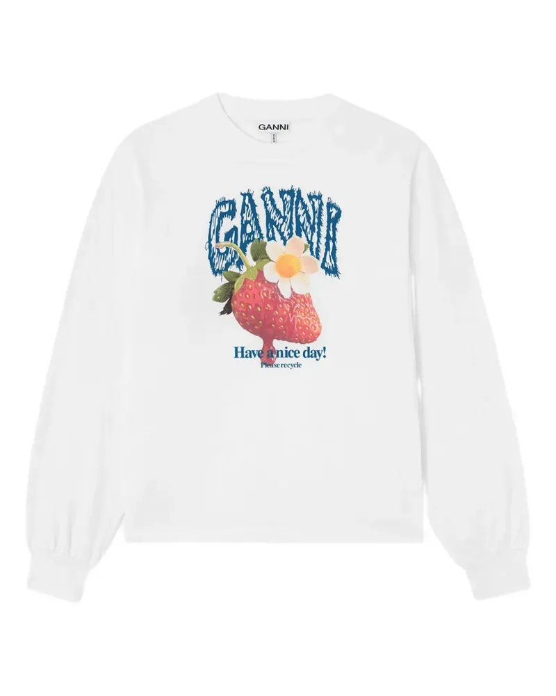 Ganni Hemd mit Erdbeeren-Print - Weiß Weiß