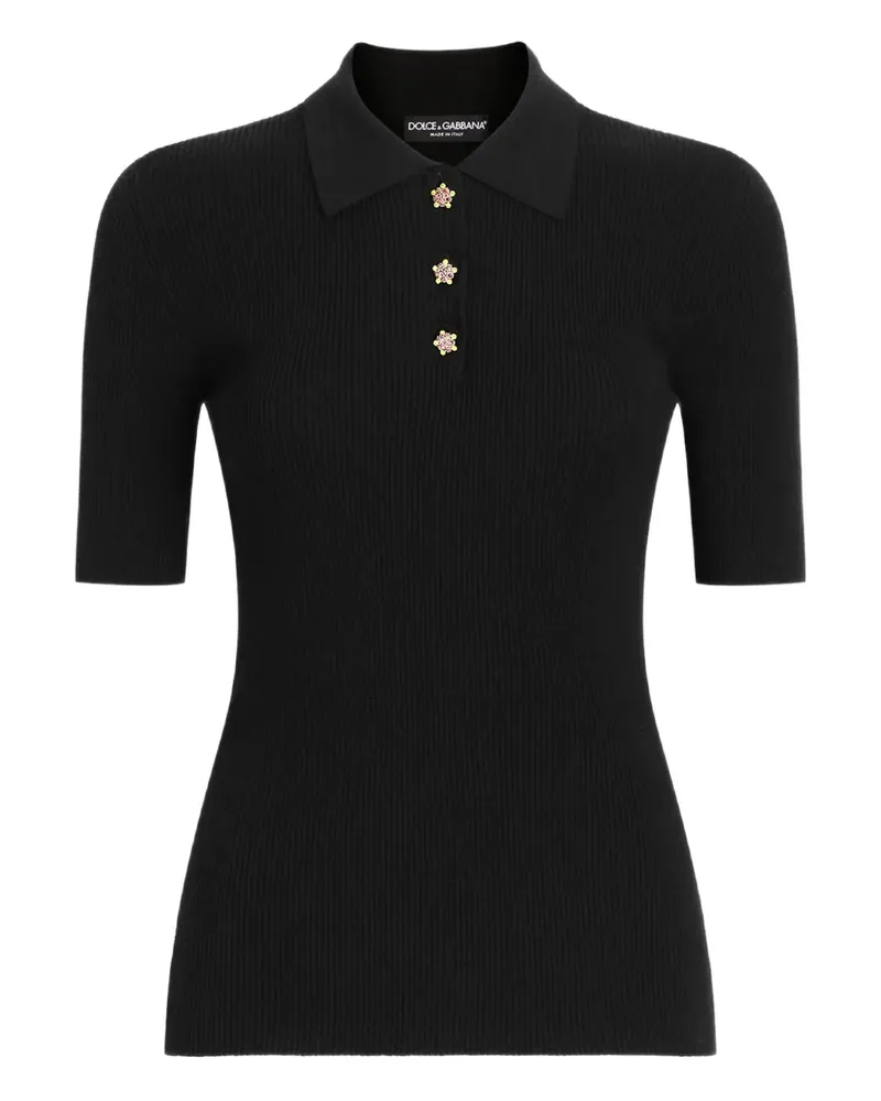 Dolce & Gabbana Geripptes Poloshirt - Schwarz Schwarz