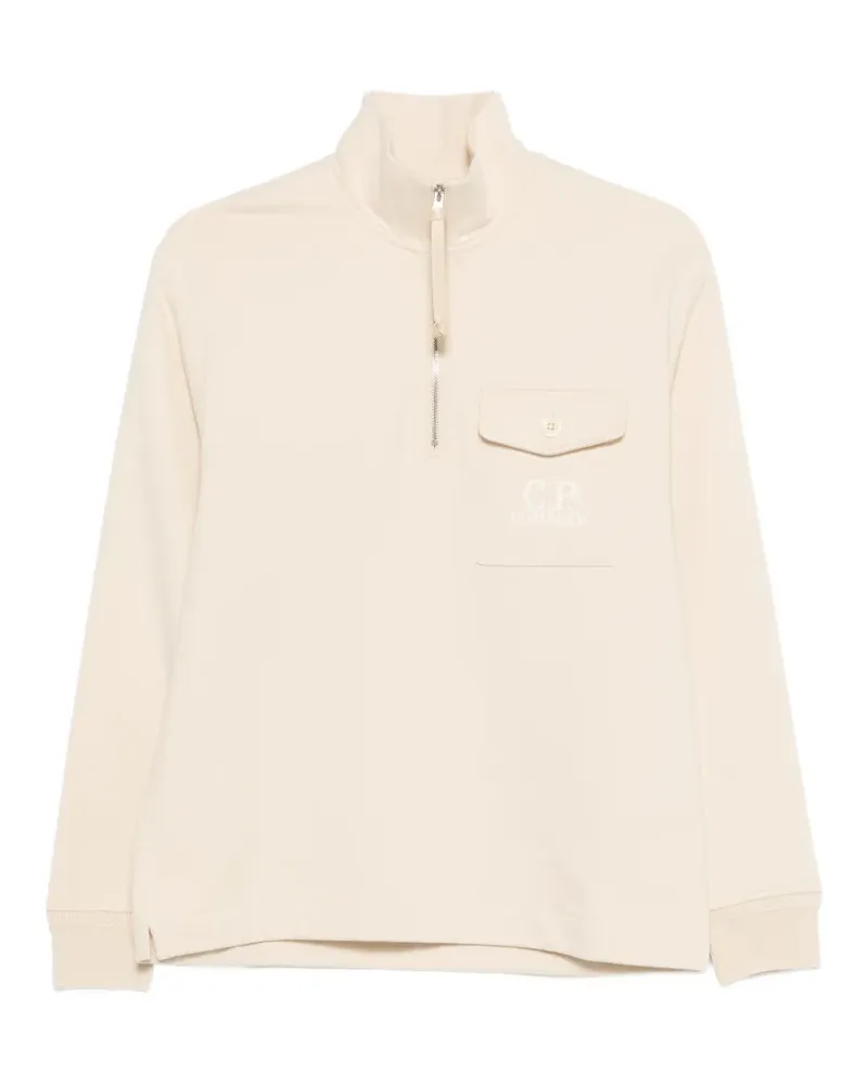 C.P. Company Diagonal Raised quarter-zip logo-detail sweatshirt - Nude Nude