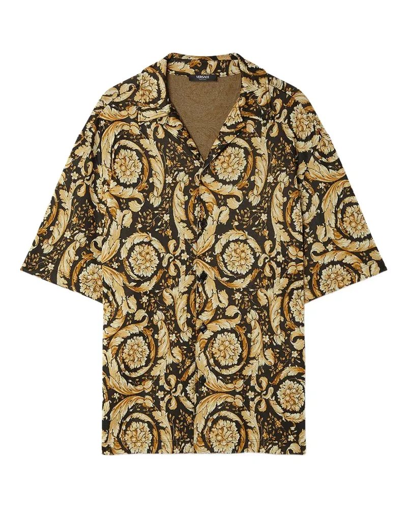 Versace Kurzärmeliges Barocco Hemd - Gold Gold