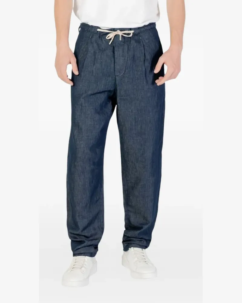 Replay drawstring-fastening pleated cotton trousers - Blau Blau