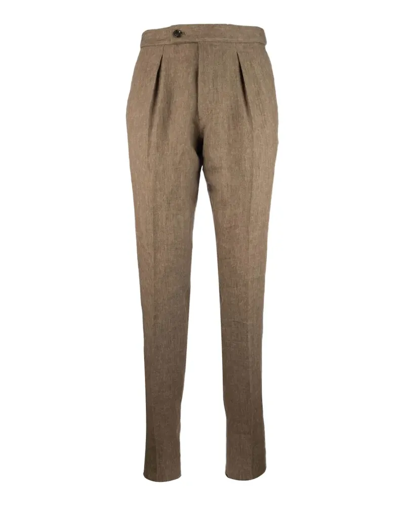Incotex pleated-front tapered-leg trousers - Braun Braun