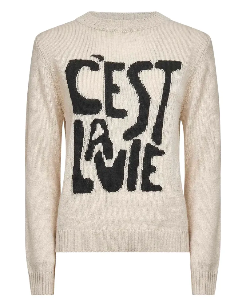 Max Mara Nitra intarsia-knit crewneck sweater - Nude Nude