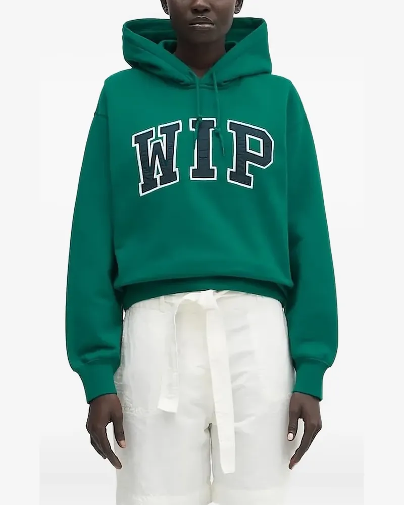 Carhartt WIP Gerippter Hoodie mit Logo-Stickerei - Grün Grün