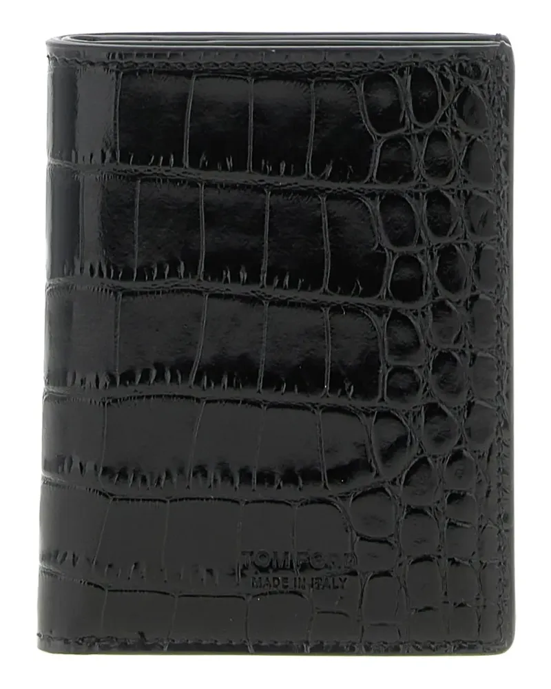 Tom Ford croc-pattern logo card holder - Schwarz Schwarz