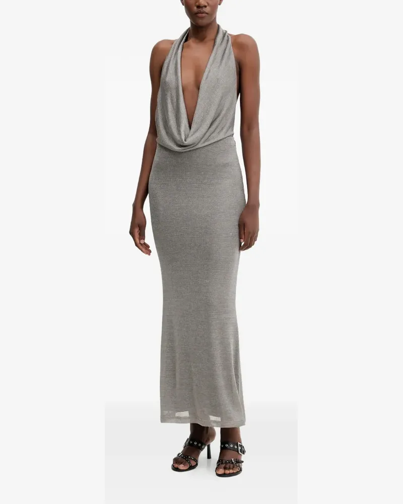 Bardot halter-neck maxi dress - Grau Grau