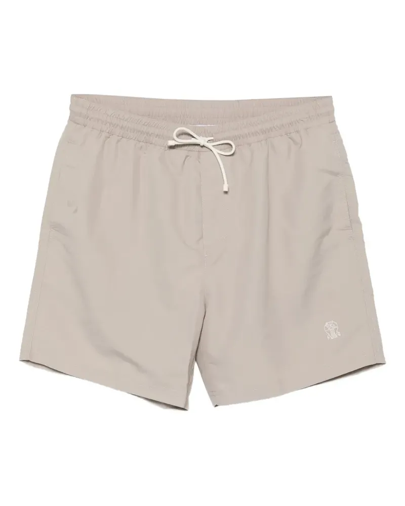 Brunello Cucinelli Badeshorts mit Logo-Stickerei - Nude Nude