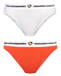 Dsquared2 Set aus zwei Slips mit Logo-Bund Weiß