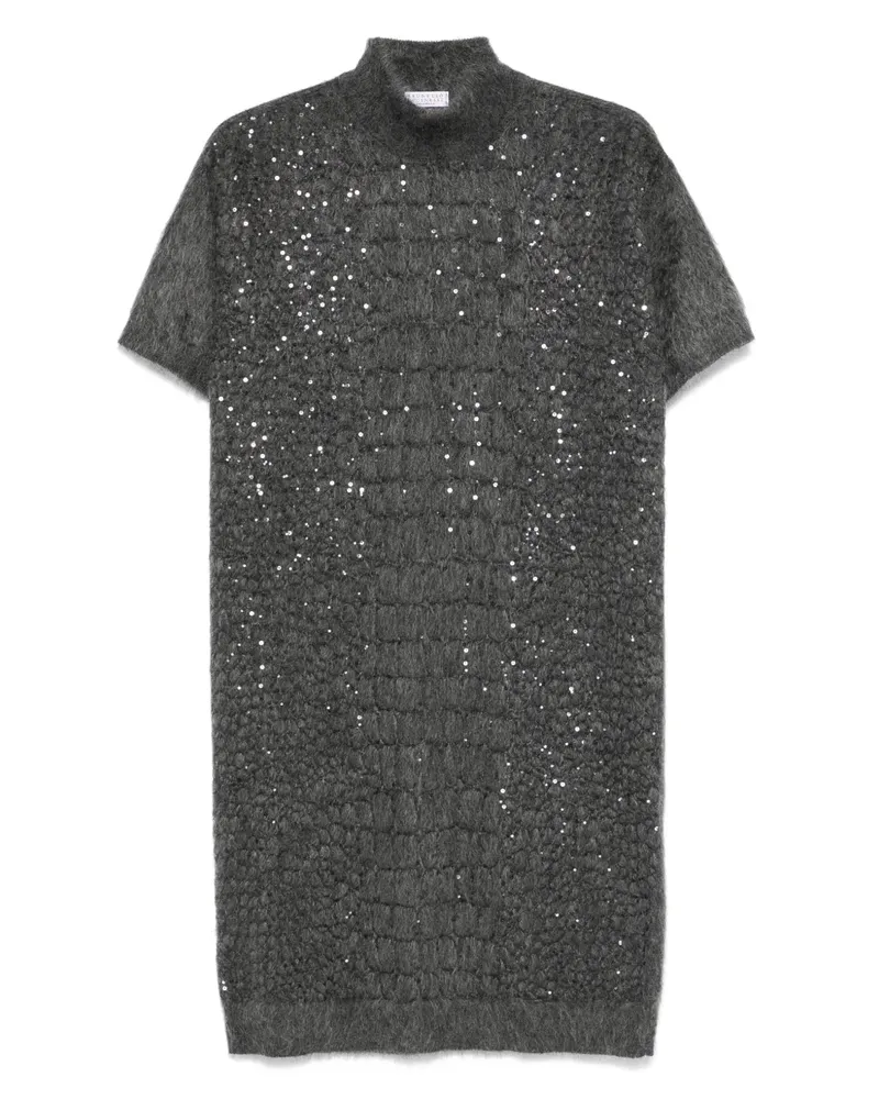 Brunello Cucinelli Kleid mit Stehkragen - Grau Grau