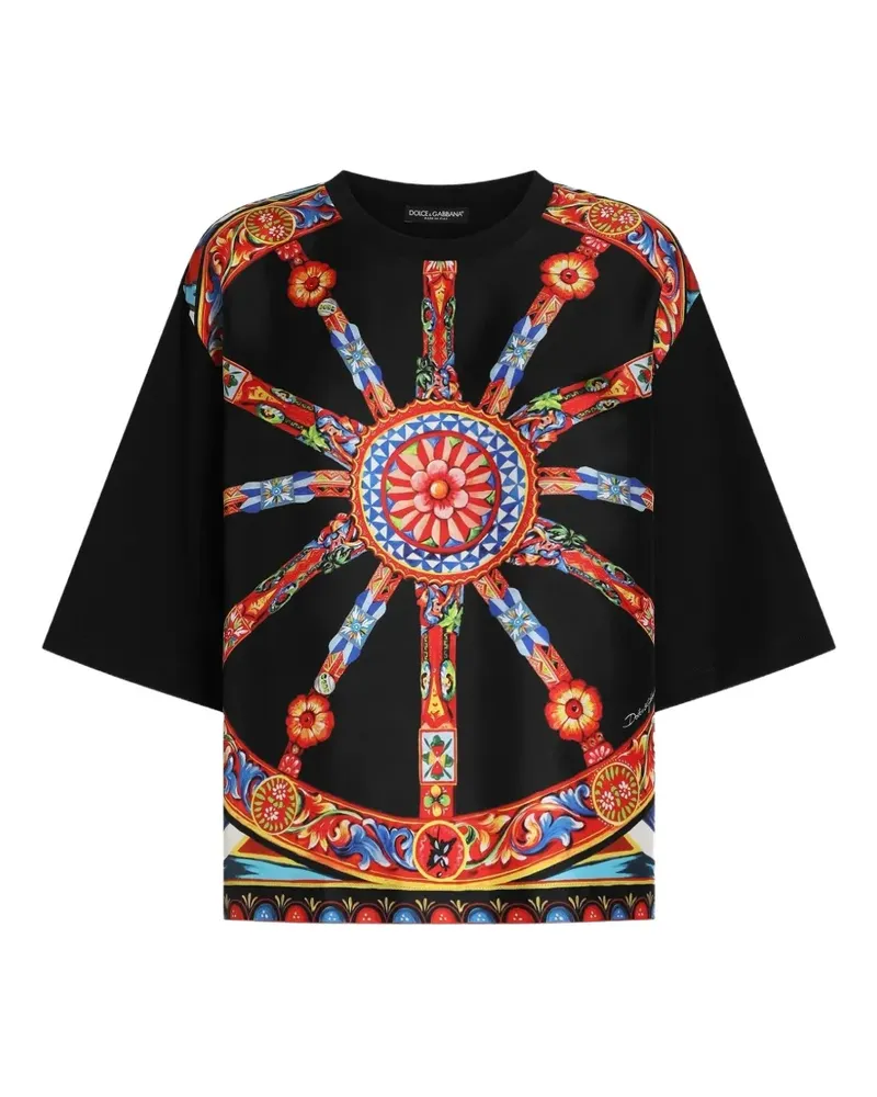 Dolce & Gabbana Jersey-T-Shirt mit Carretto-Print - Schwarz Schwarz